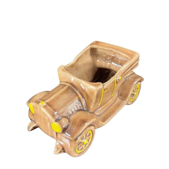 1950s McCoy Car Jalopy Automobile Planter Floral Pot Arrangement Brown Ceramic - Picture 3 of 16
